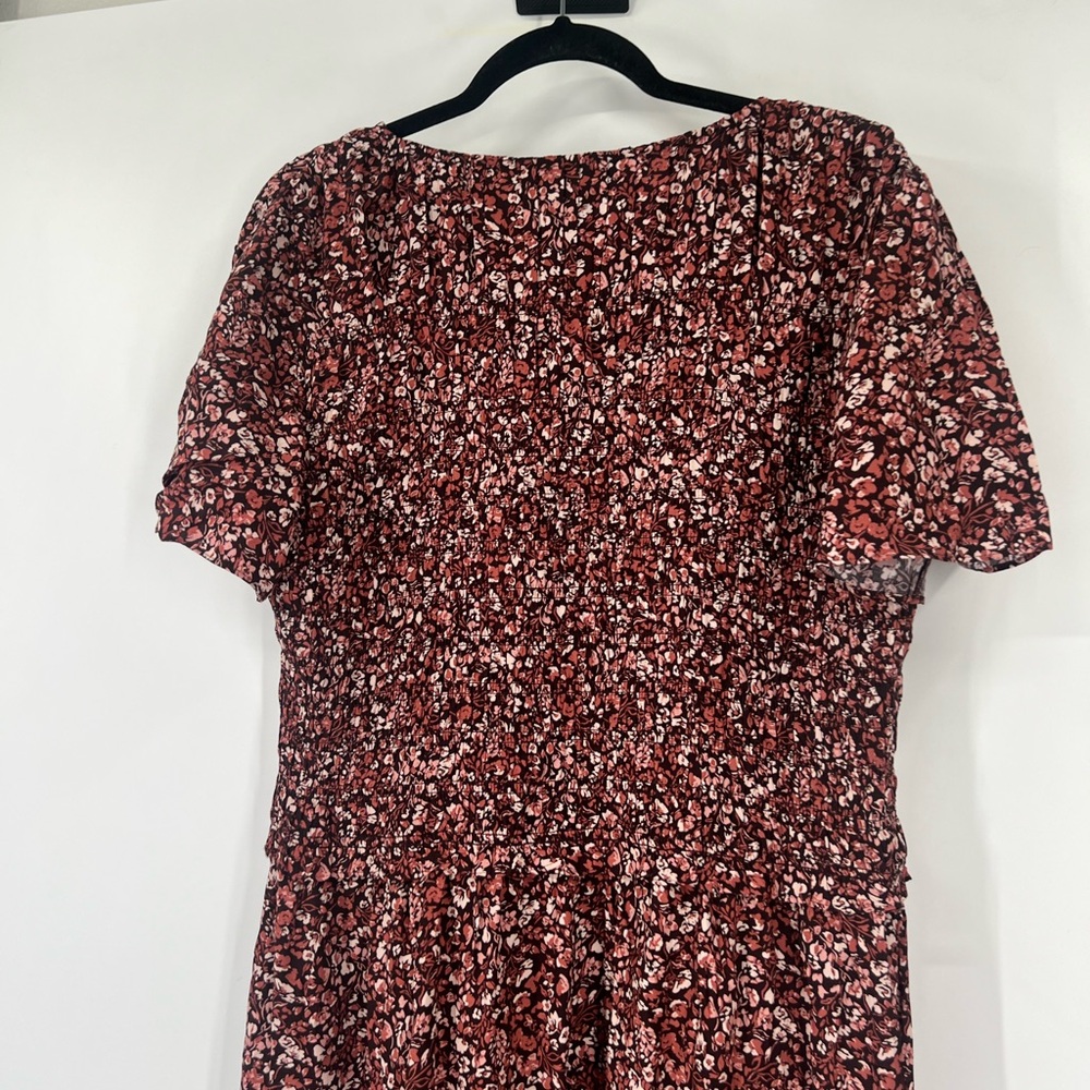 Madewell Zip-Front Flutter-Sleeve Midi Dress Floral Daphne Floral Raisin Blush - Picture 7 of 9